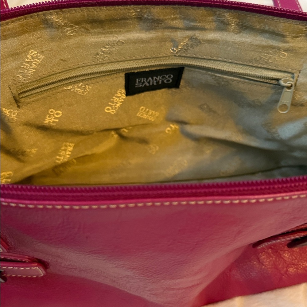 Pink Leather Shoulder Bag with Buckles - Picture 8 of 14